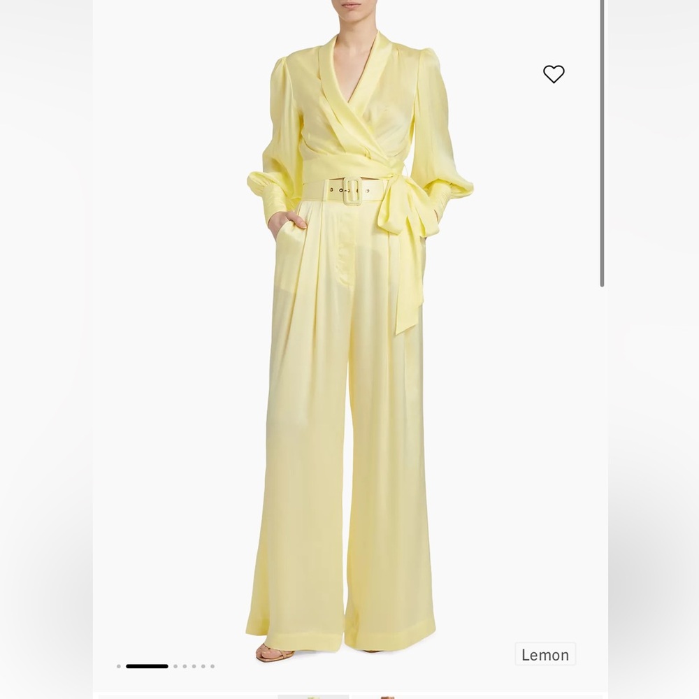 Zimmermann Tuck Belted Silk Wide-Leg Pants yellow - size 0 (US 4) new with tags